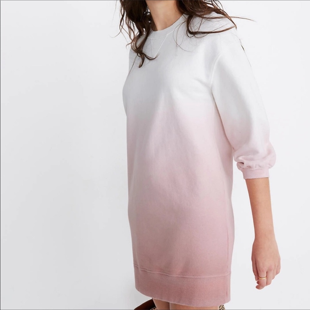 Madewell sweatshirt dress dip dyed pink